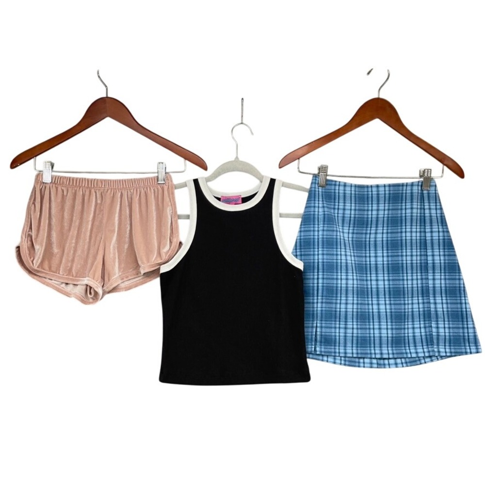 Brandy Melville Edikted Bundle Women OS S Pink Black Blue Skirt Shorts Tank